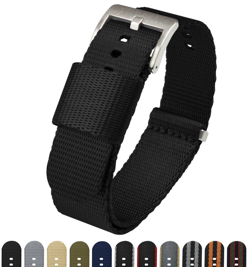 Barton Watch Bands 22mm Black - BARTON Elite NATOÂ® Style Watch Strap - Stainless Steel Buckle - Seat Belt Nylon Watch Bands - Image 2